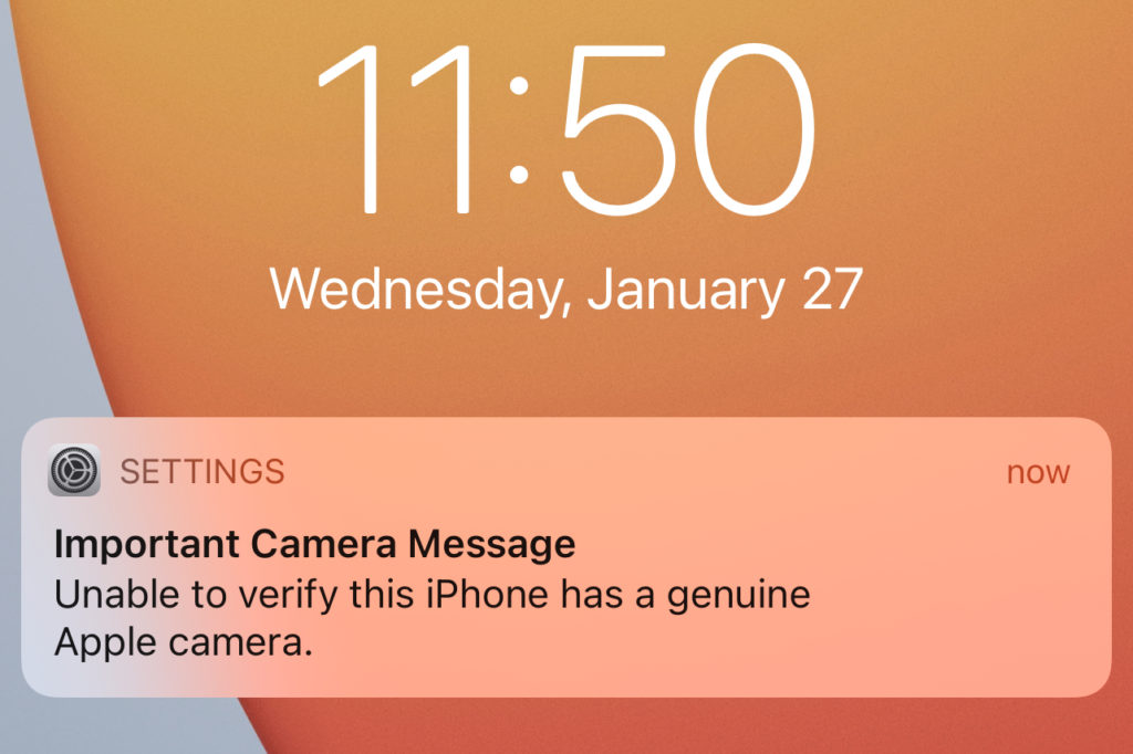iPhone Camera Replacement - Important Camera Message